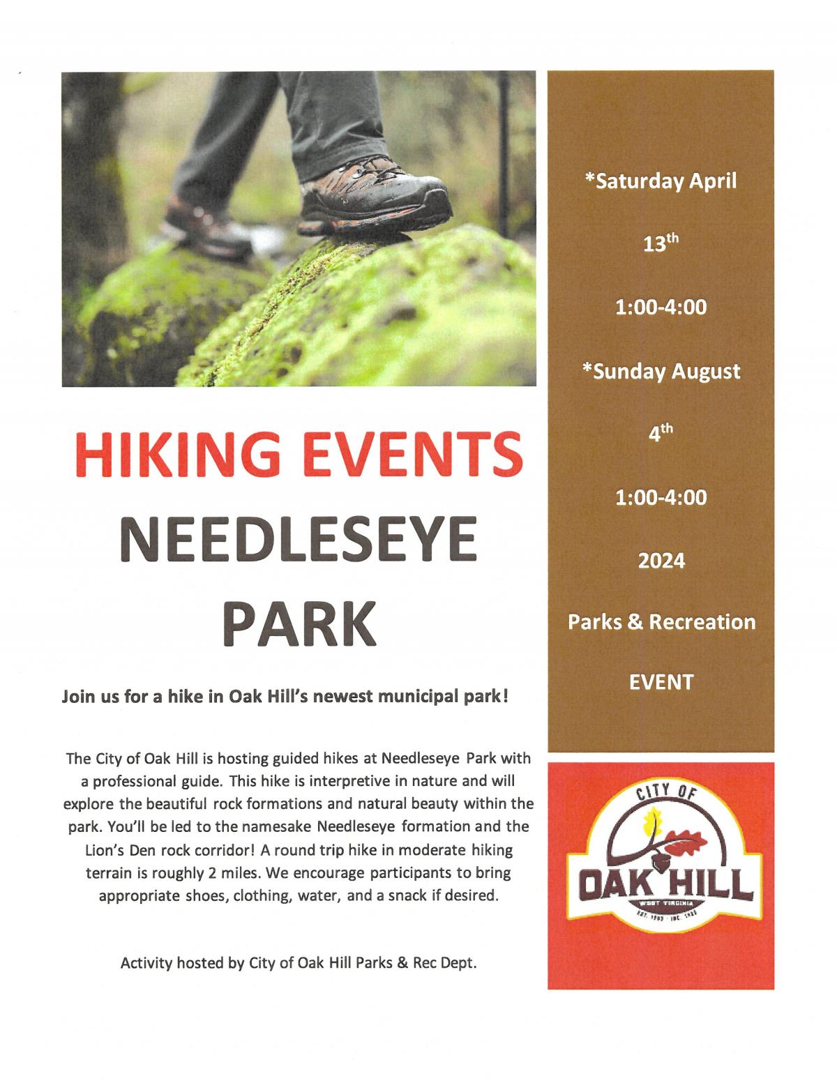 Hiking Events Scheduled @ Needleseye Park