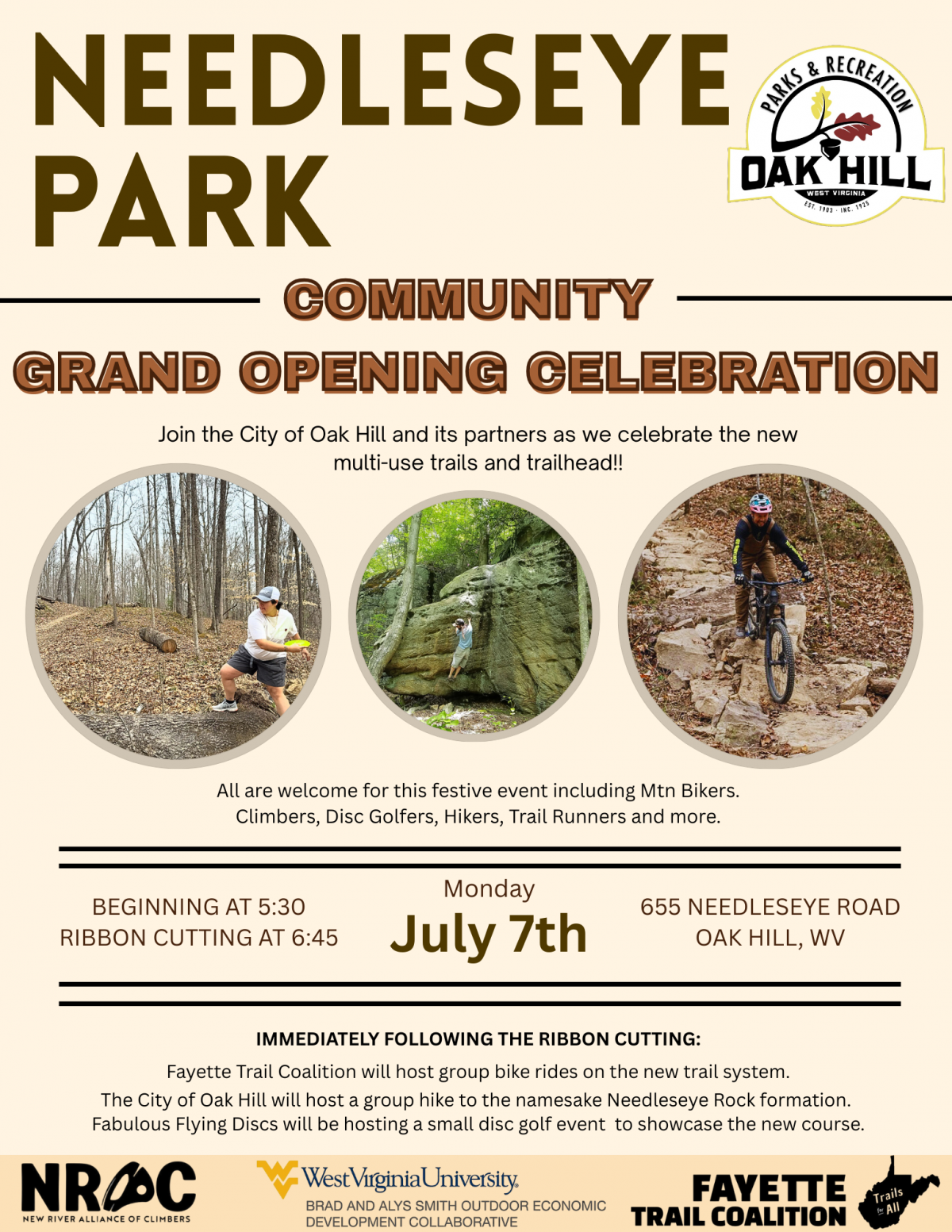 Needleseye Park Grand Opening Celebration July 7th at 5:30A.M.